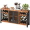 Black-Brown Industrial Bar Cabinet with Wine Storage and Glass Holders